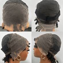 ZHENDEFA Short 100% Remy Human Hair Dreadlock Wig 13x4 HD Transparent Lace Frontal Afro Kinky Curly Twist Pixie Cut Wigs For Women - Multicolor - View 9