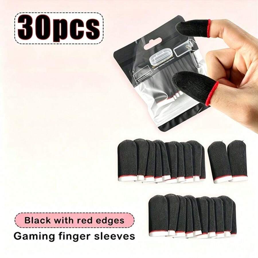 Professional Gaming Finger Sleeves, Essential Gaming Equipment Sweat-Proof Gaming Finger Sleeves, Gaming Touchscreen Finger Sleeves - Red - View 1