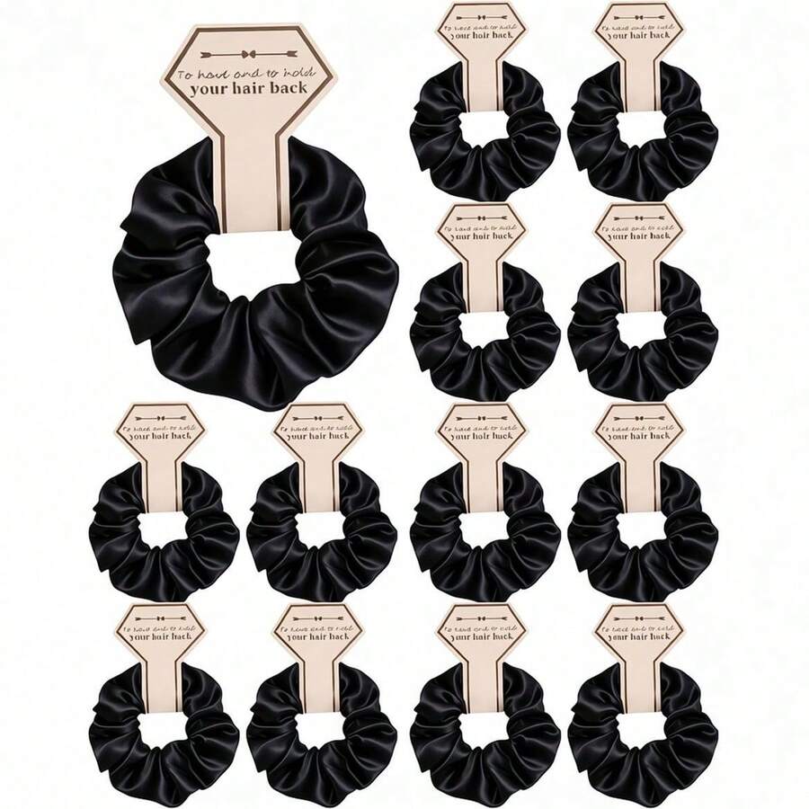10/1pc Wedding Bridesmaid Hair Scrunchies, Bridesmaid Party Favors, Wedding Hair Accessories, Non-Damaging Design, Large Capacity Romantic Gift Box Filler, Bridesmaid DIY Wedding Keepsakes, Wedding Party Supplies, Birthday Party - Black - View 1