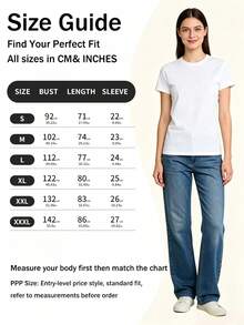 Navy Blue Pure Cotton Blouse, Round Neck, Short Sleeve, Summer Top With Sparkling Heart Design, Lightweight, Soft, Breathable, Casual Style, Ideal For Women - 杏色 - 查看 5