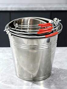 Stainless Steel Outdoor Water Bucket With Multiple Specifications Available. Thickened And Durable, It Features A Heat-Resistant Red Handle For Easy Carrying. Waterproof And Rustproof, It Meets Various Needs For Camping, Household Use And More. - View 2