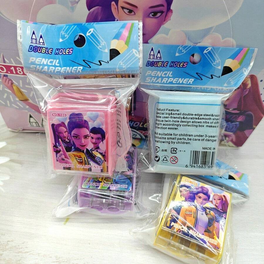1pc Themed Dual-Hole Pencil Sharpener, Anime Print Stationery, Compact Desktop Accessory, Suitable For Daily Pencil Sharpening And Office Use, Ideal Gift For Fans And Stationery Enthusiasts - Multiple Colors and Random Styles - View 1
