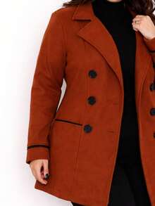 Women's Plus Size Overcoat (G1, G2, G3) Elegant Wool Fabric, Medium Length, Sophistication And Style, Winter Fashion - Camel - View 2