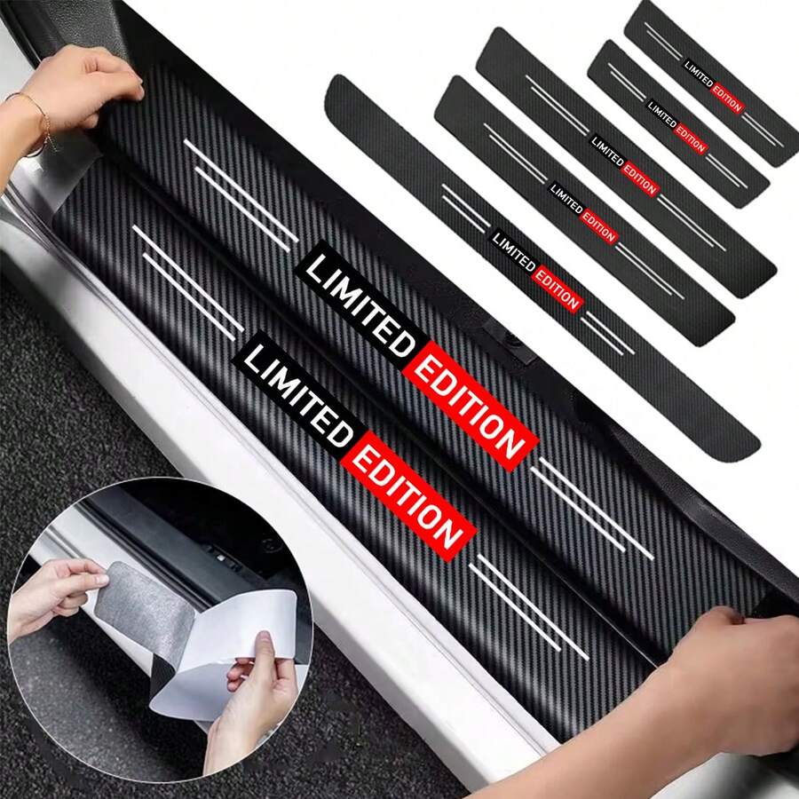 Carbon Fiber Color Car Door Threshold Protector Stickers Pedal Guards For Chevrolet Trunk Sill Scuff Plate Accessories - LE - View 1