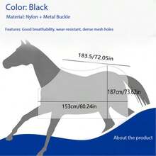 1pc Horse Fly Mask, Breathable Micro-Pore Mosquito Net, Adjustable Strap, Lightweight Nylon Horse Cover, Prevent Fly Bites (70"-72") - Black - View 4