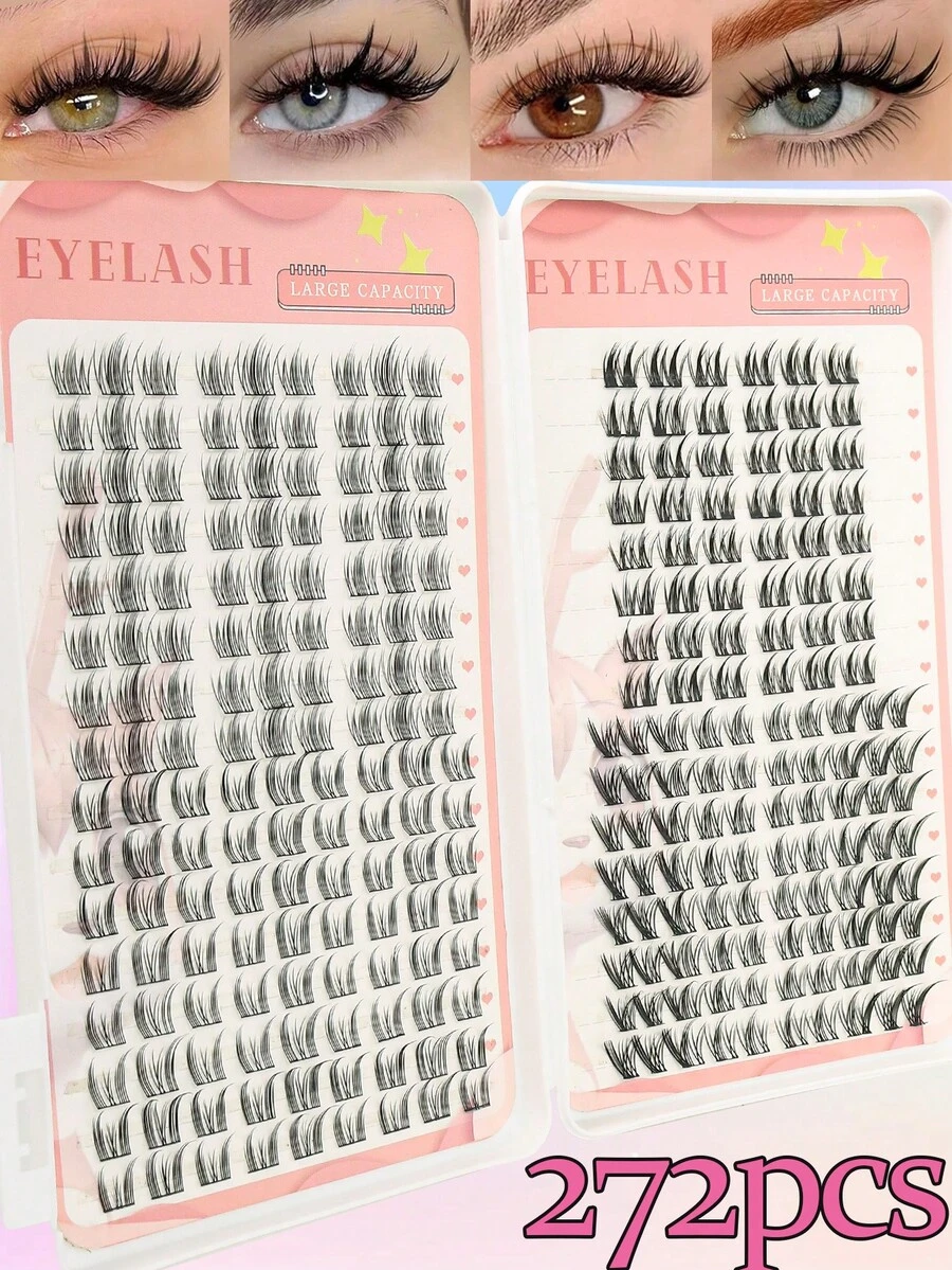 Libro de pestañas de 272 piezas, rizo C/D, gran cantidad, mejor calidad al precio talla grande bajo, nuevas pestañas DIY, esponjosas y suaves, pestañas postizas 3D de visón sintético, maquillaje, extensiones de pestañas, pestañas cortas, pestañas ligeras DIY, extensiones de pestañas postizas DIY en casa - Mezcla C/D - Ver 1