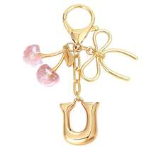 1Pc Initial Keychain, Coquette Cherry Bow Charm Pendant, Y2K Aesthetic Resin Keyring For Backpack Car, Cute Gift For Her Women Girls - Multicolor - View 16