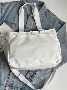 Solid Color Fashionable Versatile Simple Portable Adjustable Shoulder Strap Crossbody Bag Suitable For Going Out Dating Shopping Daily Commuting. - White - View 11