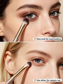 OEIEZ Dual-Ended Eye Brush, Soft Bristles Strong Powder Pickup, Multi-Use For Eyeshadow & Aegyo-Sal Creating Natural Eye Makeup - Gold - View 2