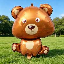 1pc 32 Inch Brown Bear Aluminum Foil Balloon, Cartoon Animal Shaped Balloon, Suitable For Birthday Party, Photo Decoration - Multicolor - View 5