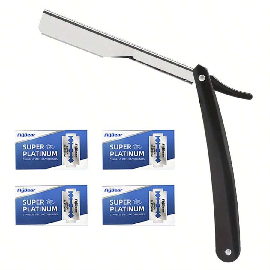 Old Fashioned Manual Shaver, Stainless Steel Blades, Non Slip Folding Vintage Barber Straight Edge Razor Holder Manual Shaver For Men Barbershop Razor Washable Shank Is Easy To Use Razor