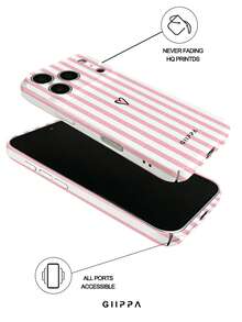 GIIPPA 1 Stück Rosa Vertikale Streifen & Herzmuster Design Handyhülle für Handy 17 Pro Max, kompatibel mit Handy 16 Pro Max, 15 Pro Max, 14 Pro Max, 11/12/13/14/15/16 Pro Max Plus, koreanischer Stil High-End Mode lustiges elegantes Design, Unisex, perfektes Geschenk für Freundin zu Weihnachten, Valentinstag, Ostern, Hochzeitssaison und Geburtstag! - Verschiedenfarbig - Übersicht 3