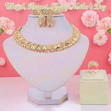 Jewelry Luxury 18K Gold Plated Circle Jewelry Set Mother's Day Gift Respect And Admiration She Deserves It - Gold - View 9