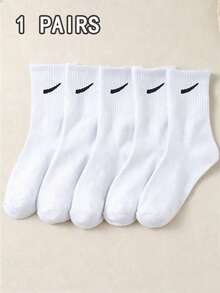 20 Pairs Unisex Casual Minimalist Fashion Versatile Breathable Mid-Calf Socks, Couple Socks - Black and White - View 16