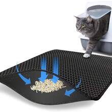 1pc Universal Multi-Color Optional Double-Layer Honeycomb Mesh EVA Material Anti-Crush Anti-Splash Waterproof Anti-Slip Simple Double-Layer Filtration Leak-Proof Cat Litter Mat, Pet Essential, Cat & Dog Daily Cleaning Mat - Black - View 2