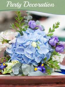 [Quantity] Pcs/Set 9.06 Inch Artificial Hydrangea Bouquet, Faux Hydrangea Stems, Suitable For Wedding Centerpieces, Home Decor (White) - Multicolor - View 3