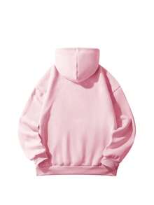Women's Hooded Sweatshirt, Autumn/Winter New Graphic & Letter Print, Drawstring Design, With Pockets, Casual Versatile Loose Fit Top, Fashion Fall - Light Pink - View 4