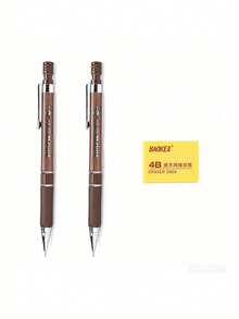 1pc/2pcs Automatic Pencil With Eraser, Wood Grain Design, Durable Lead, Non-Slip Rubber Grip, Office & School Supplies, Suitable For Sketching, Writing, Drawing, Back To School Pencil Set - Other - View 11
