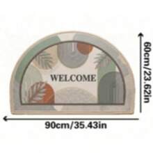 1pc Refreshing Geometric Line Half-Circle Doormat, Small Rug, Welcome Mat, Carpet, Fan-Shaped Rug, Outdoor Doormat, Kitchen Rug, Home Decor, Front Door Mat, Area Small Rug, Outdoor Mat, Home Decor, Area Rug, Garden Rug, Washable Carpet - Multicolor I - View 10