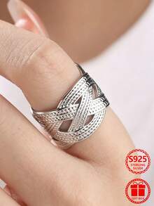 1 chiếc nhẫn bạc Sterling 925 dệt vân nhiều lớp, size 6-10, đeo hàng ngày cho nữ, lựa chọn quà tặng Valentine, kèm hộp quà - Bạc - Xem 8