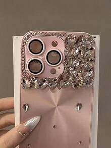 New Shell Pattern 3D Rhinestone Phone Case, Premium Luxury Bling Studded Design, Compatible With IPhone 14 Pro Max/14 Pro/14, 15 Pro Max/15 Pro/15, 12/13 Pro Max, 17/17 Pro/17 Pro Max, 16/16 Pro/16 Pro Max/16 Plus - Pink - View 5