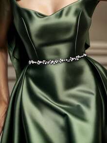 1 Stück glänzender Strass- & Perlen-Taillengürtel, modischer Legierung Blumenkranz Brautkleid Taillenband, geeignet für Brautjungfer, Hochzeit, Verlobung, Feier - Verschiedenfarbig - Übersicht 2