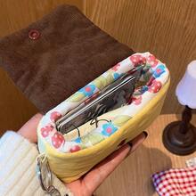1pc Pudding Mini Coin Purse & Card Holder. Compact And Portable, Can Store Cash, Cards, Coins, Earphones & Keys. Perfect For Daily Use. - Rust - View 5