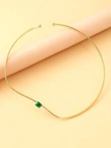 1pc New Square Asymmetric Choker Necklace, Personalized Minimalist Style Women's Accessory - Gold - View 4