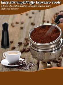 1pc Brutelle Stainless Steel Coffee Powder Distributor, Portable Coffee Powder Dispenser Suitable For Home, Office And Travel - Black-a - View 7