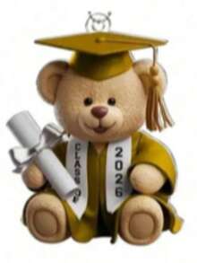 1pc 2D Flat Graduation Bear Pendant - Cute Graduation Cap And Diploma Ornament, Easy To Hang On Car Rearview Mirror, Backpack Keychain - Graduation Party Gift, Graduation Ceremony Gift - Birthday Graduation Decoration, 2D Flat - View 11