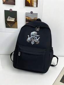 1pc Solid Color Men's Fashion Backpack, Versatile Large Capacity Casual Commuter Student Backpack For Men And Women - Black - View 5