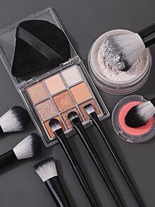 17PCS Black Makeup Brush Set With Beauty Sponges&Powder Puffs,Ultra-Soft Hair For Foundation, Eyeshadow&Blush,Complete All-In-One Cosmetic Tool Kit - Black - View 6