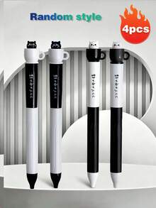 1pc/Set Cat Theme Twist Ballpoint Pen, 0.5mm Quick-Dry Black Ink, Stress-Relief Rotating Mechanism, Silicone Grip, Suitable For Office, School, Holiday, Back To School - A - View 21
