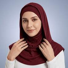 Awegeo 1Pc Instant Hijab For Women, One-Piece Jersey Headscarf, Stretchy No-Pin Hijab, Soft Breathable Full Coverage Head Wrap For Daily Wea - Multicolor - View 9