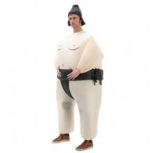 1pc Adult Inflatable Sumo Costume, Fits Height 1.5-2m, Suitable For Christmas, Cosplay, Anime Roleplay, Party, Stage Performance And Masquerade - Yellow Sumo - View 2
