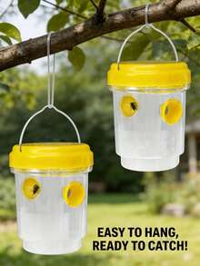 3/2/1 pièce Piège à guêpes rond en PP, boîte de capture d'abeilles suspendue à l'extérieur, attrape-insectes réutilisable, sans électricité requise, matériau plastique, répulsif et tueur d'abeilles et de guêpes - A - Voir 2