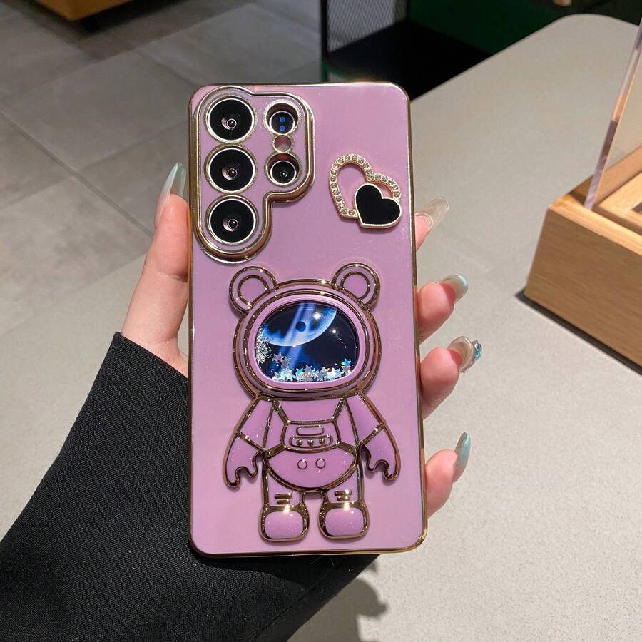 新款太空人隱形支架手機殼 DIY 愛心手機殼 適用於 iPhone 17/17air/17pro/17promax/16/16pro/16e/16pro/16plus/16promax/15promax/15pro/15plus/15/14/14pro/14plus/14promax/13/13pro/13promax 電鍍水鑽愛心 全包覆防震軟殼 女生可愛卡通保護殼 適用於 Apple 11/13/14/15/16/17 適用於 A16/A26/A36/A32/A55/A56/S26u/S25/24p/A56/16/26 適用於 Android 系列手機殼 適用於 Redminot14/15/13/11pro 手機殼 - 紫色 - 查看 1