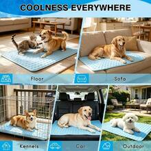 Pet Dog Cooling Mat, Washable Summer Ice Silk Dog Bed Pad, Breathable Printed Design - Multicolor - View 4