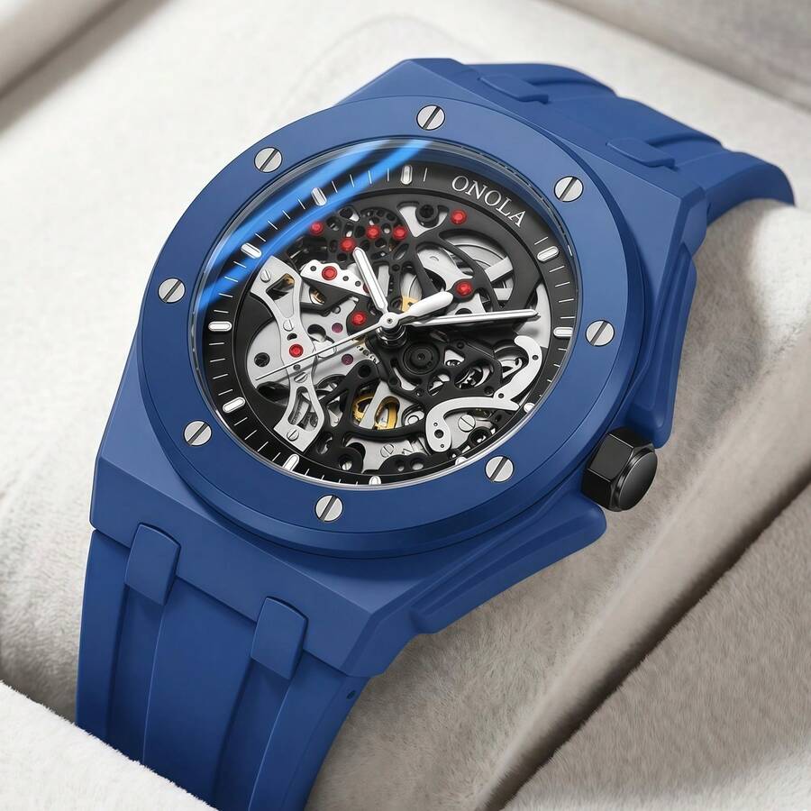 Orologio sportivo meccanico automatico da uomo ONOLA Brand 2026, quadrante traforato, resistente all'acqua fino a 30m, set regalo di lusso con scatola