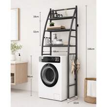 No-Drill Bathroom Washing Machine Storage Rack - Black - View 2