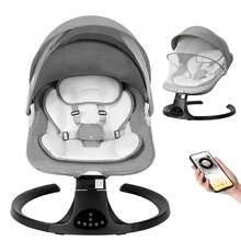 Electric Baby Swing,Baby Bouncer,Electric Cradle With Music,5Speed Auto Swing,3Position Adjustable Seat,10 Lullabies,Dual Power,Newborn - Grey - View 2