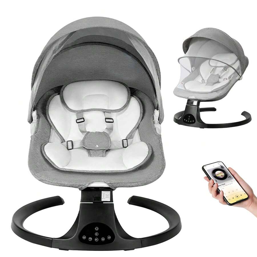 Electric Baby Swing,Baby Bouncer,Electric Cradle With Music,5Speed Auto Swing,3Position Adjustable Seat,10 Lullabies,Dual Power,Newborn