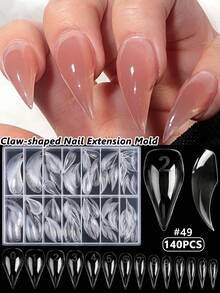 140pcs Clear Claw Nail Tips, Full Coverage Short Pointed Fake Nails, Acrylic Nail Extension Tips, Suitable For Gothic Style And Cosplay Nail Art Decoration, Professional Nail Salon And Home DIY Nail Supplies - Clear - View 7