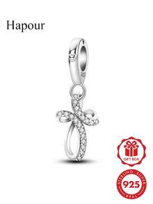 1pc 925 Sterling Silver Cross Eternal Heart Pendant Suitable For Original Bracelet Necklace Women Jewelry Accessories - Silver - View 6