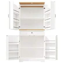 High-End Kitchen Unit With 12 Doors And Drawers (80 X 40 X 180 Cm), Modern Storage Unit For Snacks, Made Of MDF And Chipboard, Sideboard For Dining Room, Kitchen Or Living Room. - White - View 7