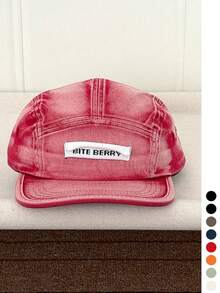 1pc New Washed Tie-Dye American Vintage Short Brim Workwear Baseball Cap, Casual Versatile 5-Panel Streetwear Skateboard Hip-Hop Baseball Cap For Men And Women, Spring/Summer New - Gradient Label - View 2