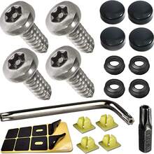 Kit com 4 parafusos pretos antifurto para placa de carro, ferragens de montagem de placa de aço inoxidável à prova de ferrugem, parafusos M6 (1/4") invioláveis para montagem do suporte dianteiro e traseiro, anticorrosivos e antiferrugem, fixadores de placa de carro. - M6 - Visão 17