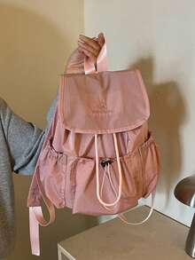 Nueva mochila para mujer, bolso de mano de unicolor popular, bolso versátil de gran capacidad para estudiantes - Rosa - Ver 6