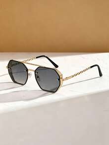 1 Pair Fashion Metal Chain Double Beam Women's Fashion Glasses - Multicolor - View 2