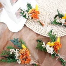 1/3/6pcs Wedding Corsage Orange Mini OUtdoor Artificial Flowers For Home Decor, Fake Flowers For Wedding Bouquets, Home & Party Decor, Christmas Valentine's Day & Mother's Day Gifts,Perfect For Thanksgiving - F03 - View 3